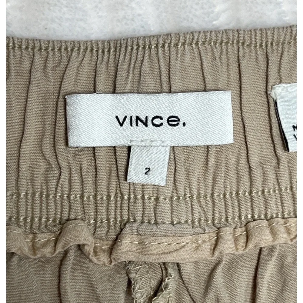 Vince Linen Blend Cargo Pants Womens 2 Khaki Utility Casual Relaxed Pockets - Picture 3 of 12